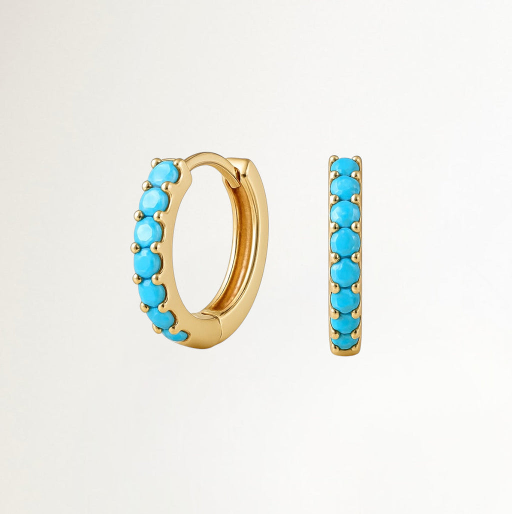 ARITOS TURQUESA BAÑADAS EN ORO