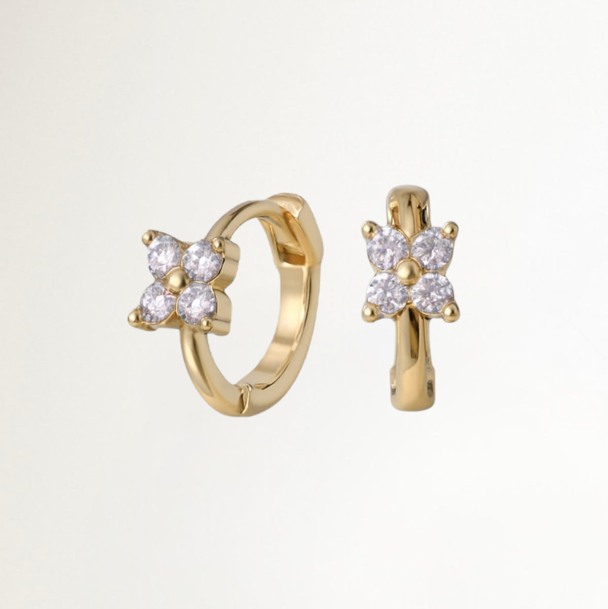 ARGOLLAS DORADAS EN FORMA DE FLOR DE CIRCONES