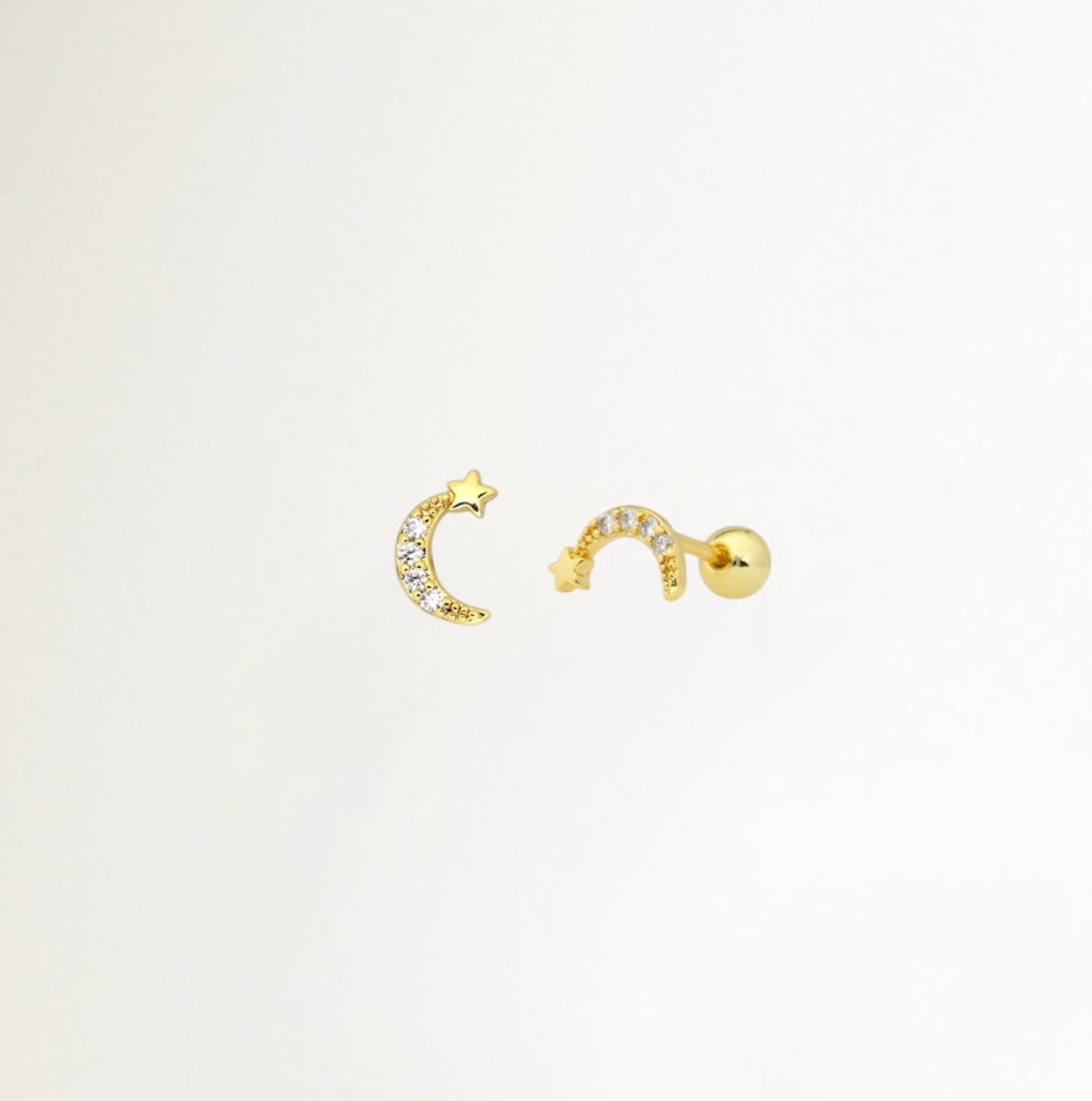 PIERCINGS LUNA Y ESTRELLA BAÑADO EN ORO (1 UNIDAD)