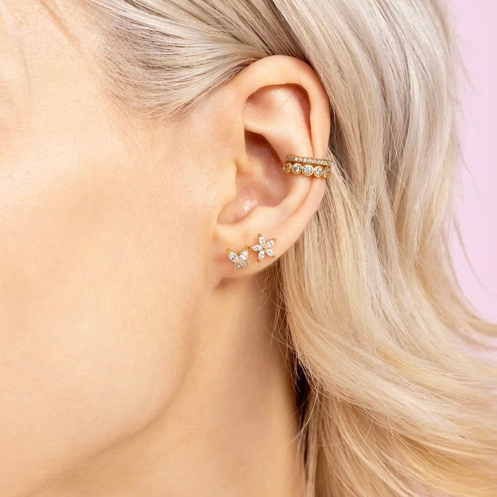 AROS FLORAL CIRCONIA BAÑADOS EN ORO