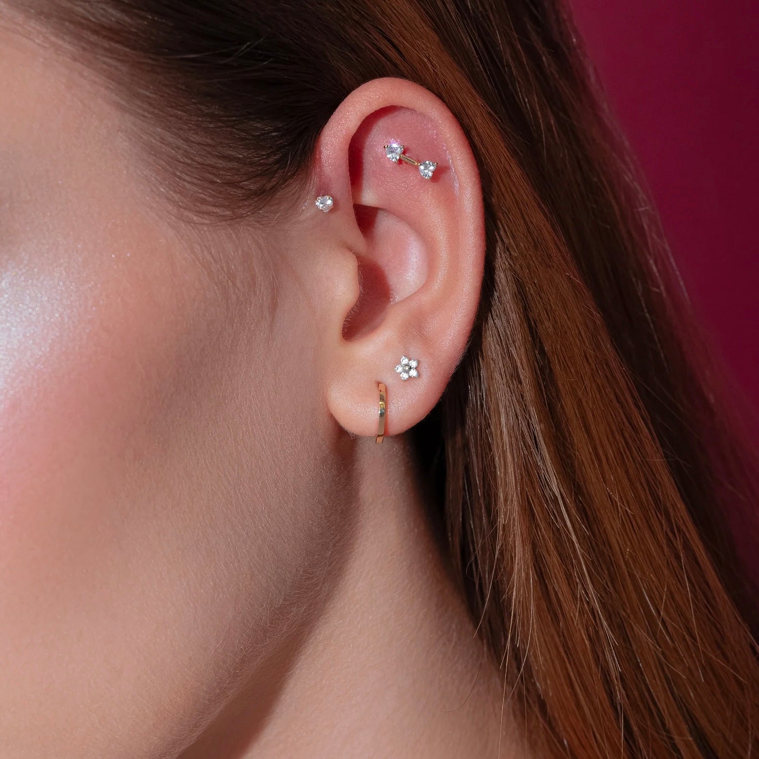 AROS FLORALES EN CIRCONIA BAÑADOS EN ORO