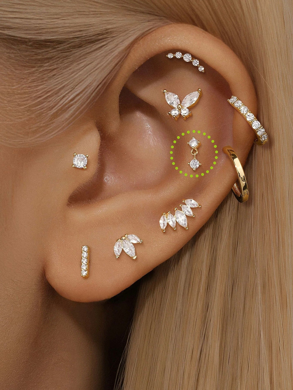 PENDIENTES DOBLE BAÑADOS EN ORO