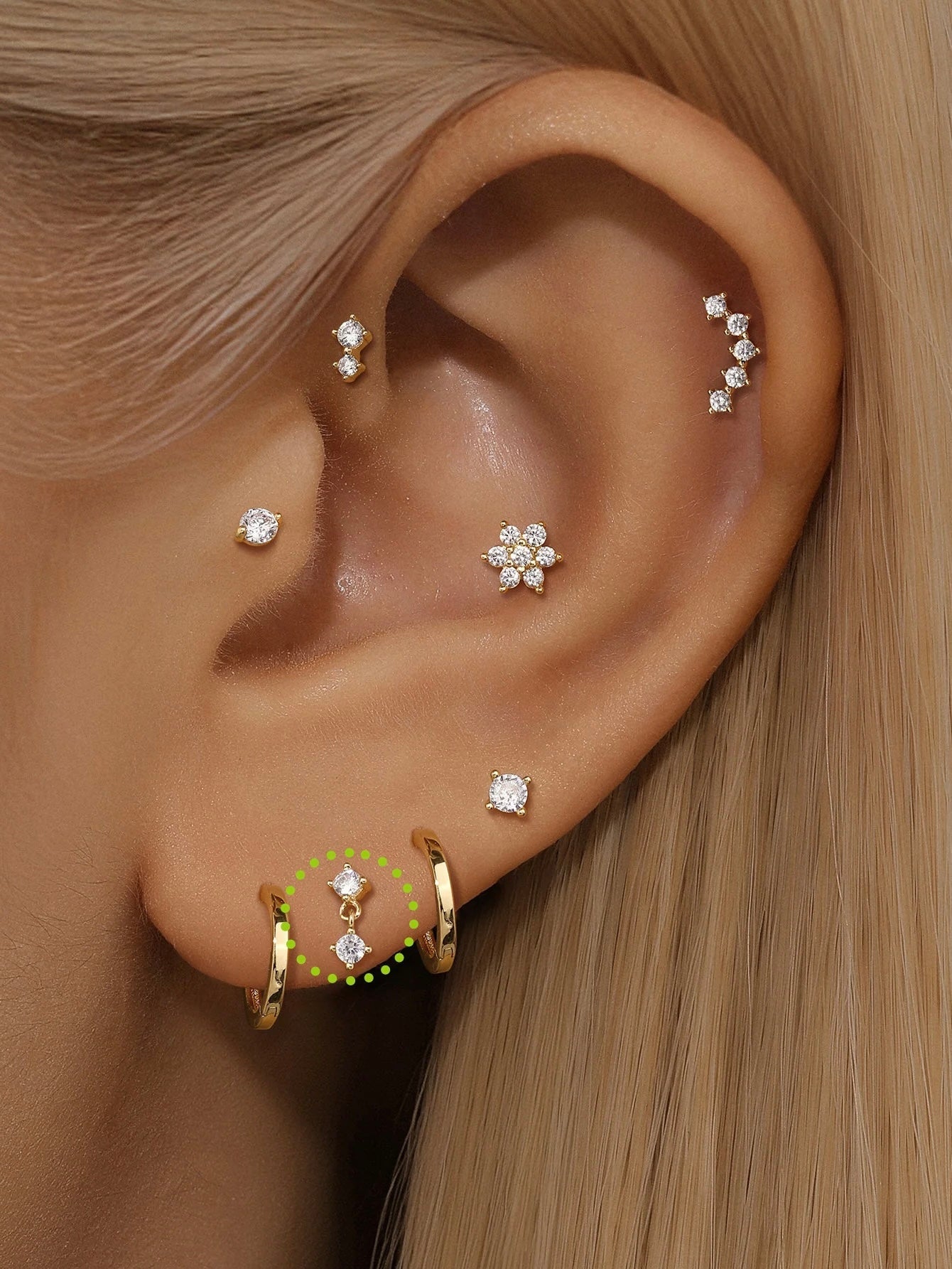 PENDIENTES DOBLE BAÑADOS EN ORO