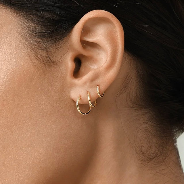 ARITOS BAÑADAS EN ORO LISAS 13MM