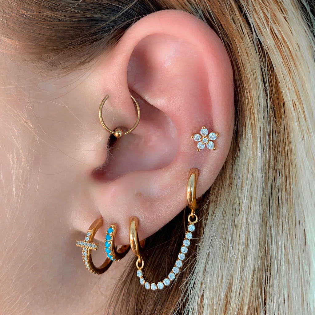 ARITOS TURQUESA BAÑADAS EN ORO