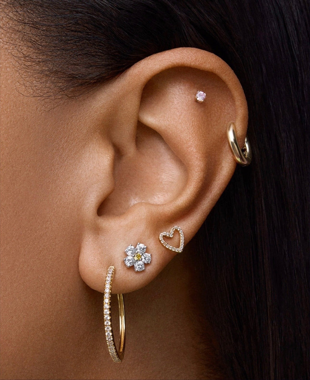 PIERCINGS CORAZON CIRCON BAÑADO EN ORO (1 UNIDAD)