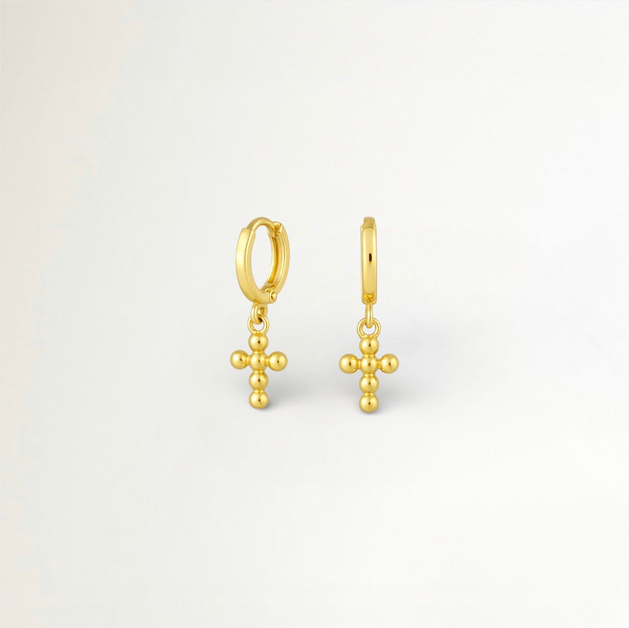 ARITOS LISAS CRUZ BAÑADAS EN ORO