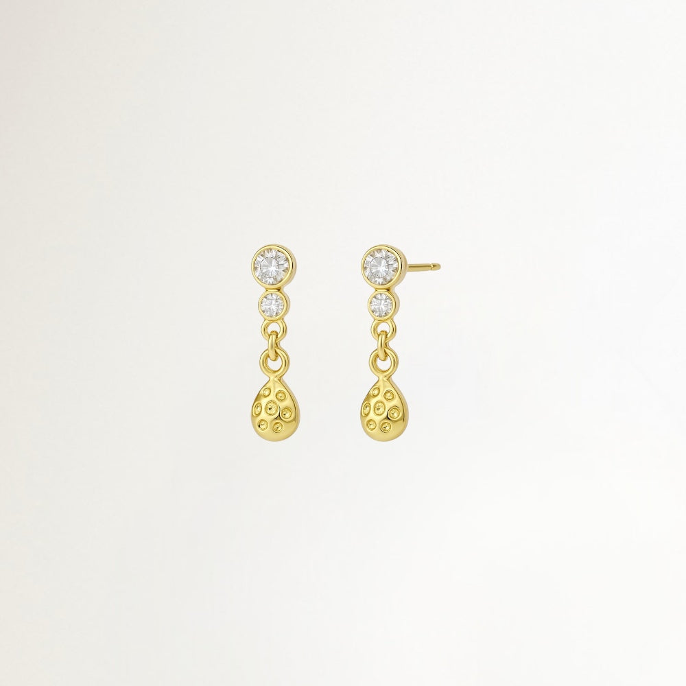 PENDIENTES PUNTO CIRCON BAÑADOS EN ORO