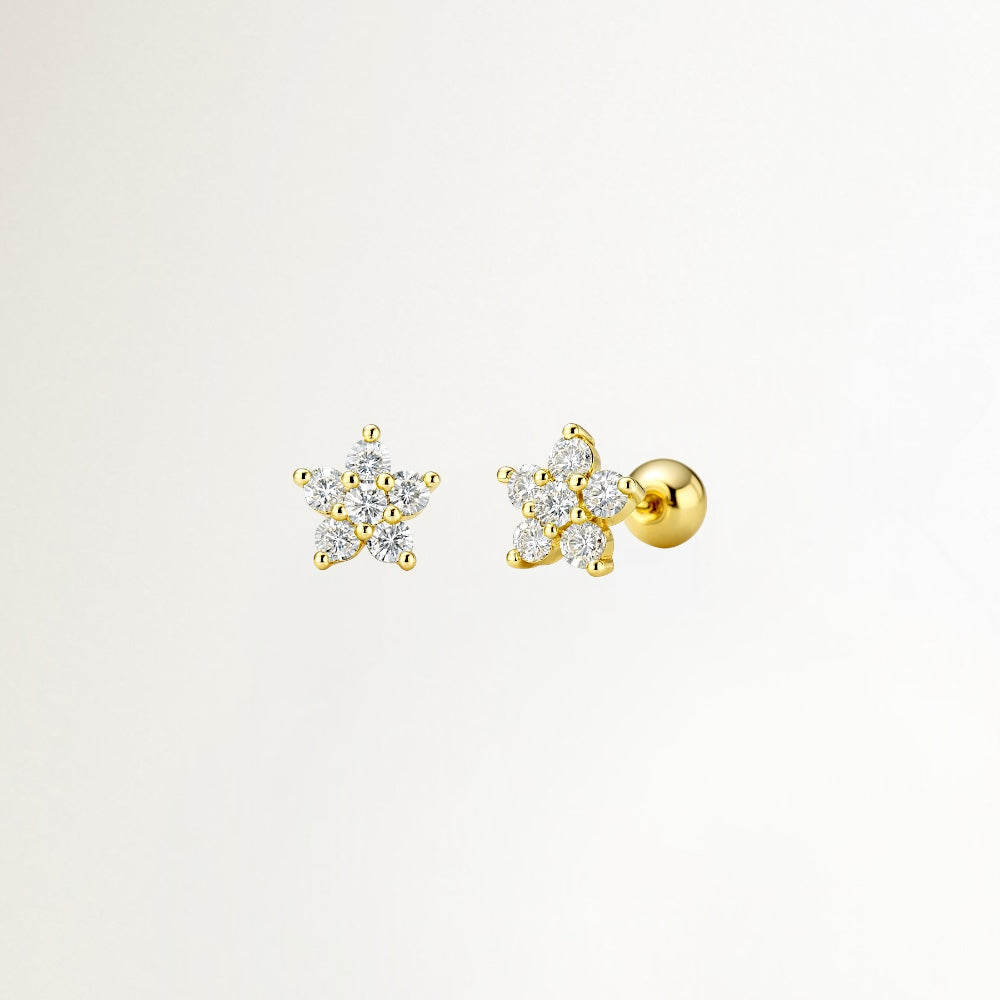 PIERCINGS ESTRELLA DE CIRCONES BAÑADO EN ORO (1 UNIDAD)