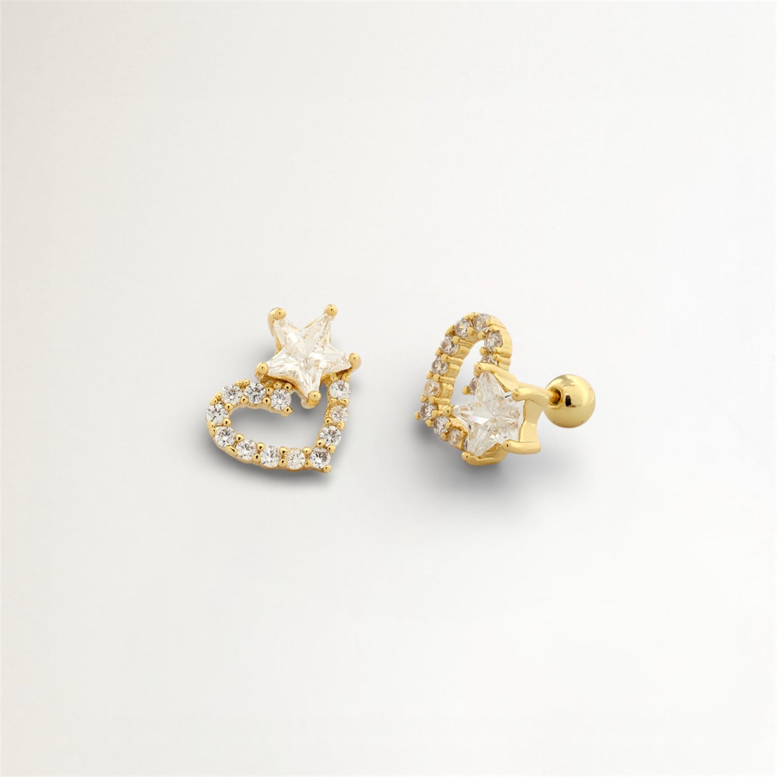 CORAZON BRILLANTE BAÑADO EN ORO (1 UNIDAD)