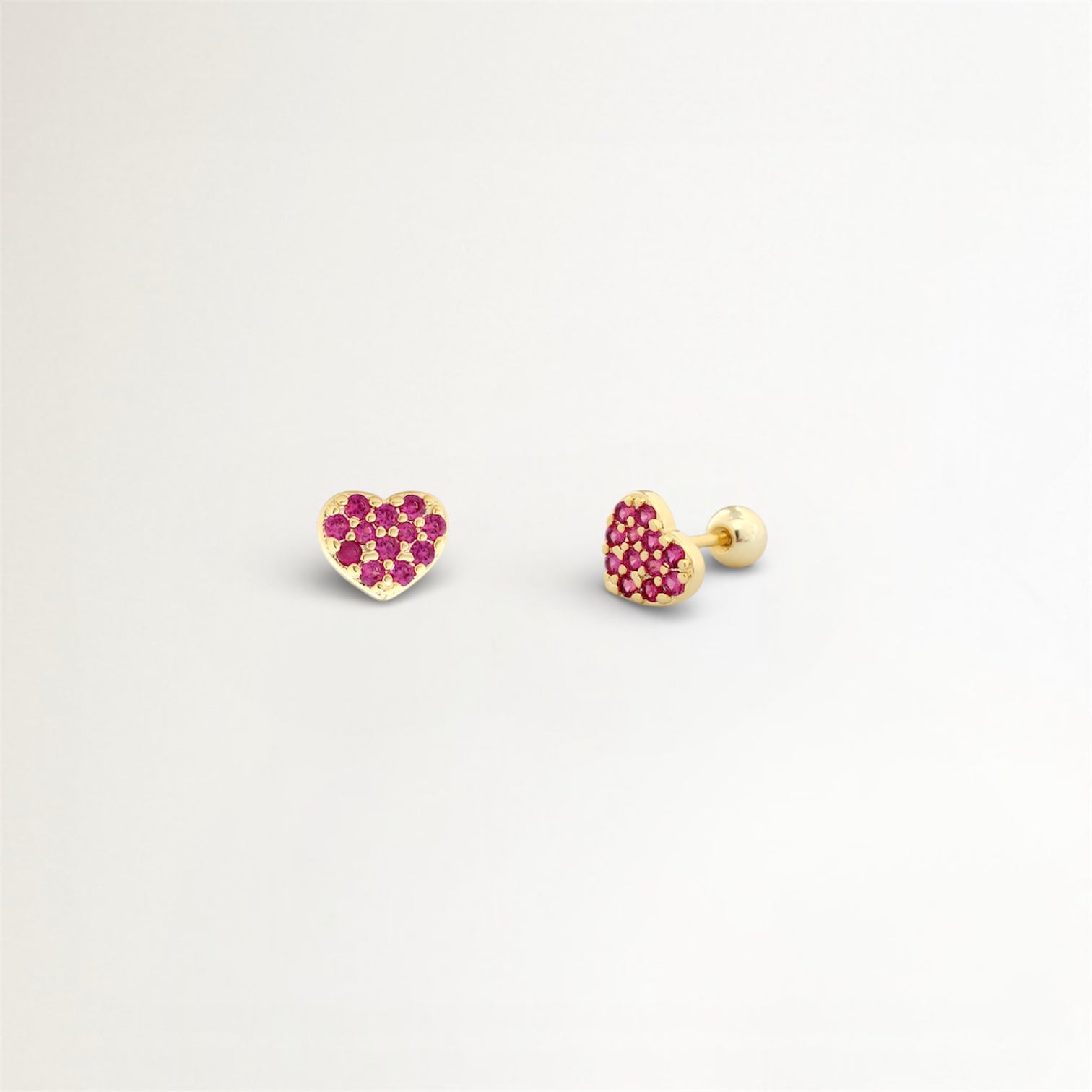 PIERCINGS CIRCON RUBÍ CORAZÓN BAÑADO EN ORO (1 UNIDAD)