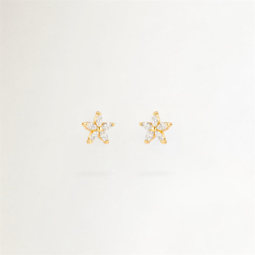 AROS FLORAL CIRCONIA BAÑADOS EN ORO