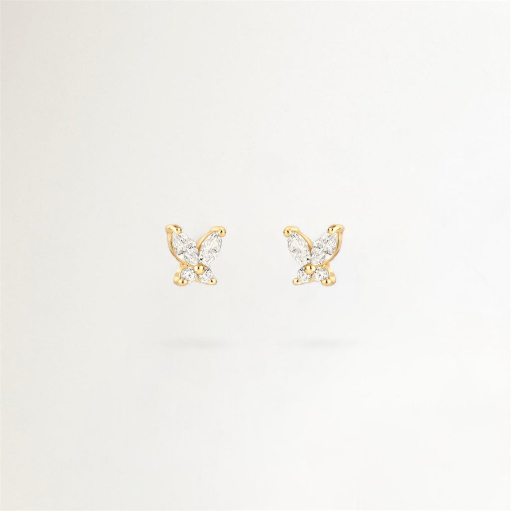 AROS MARIPOSA CIRCON BAÑADOS EN ORO