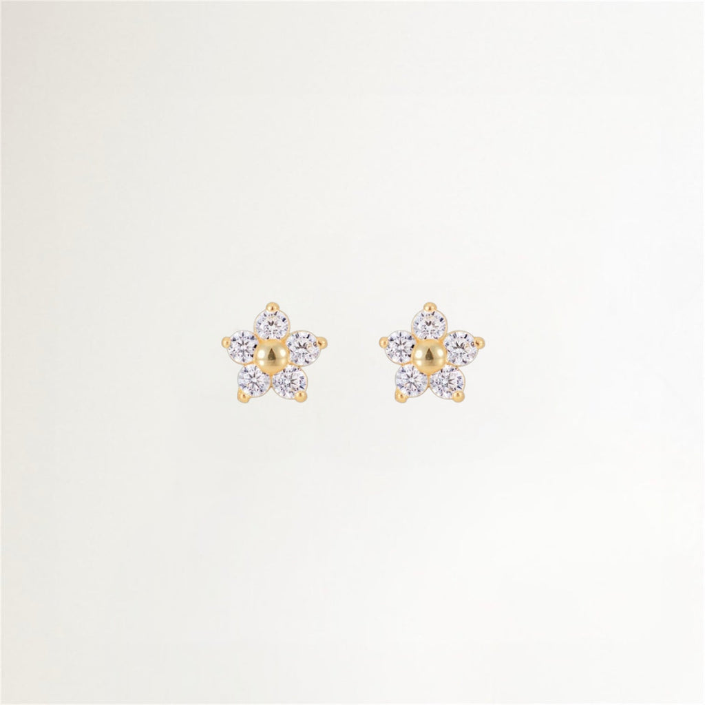 AROS FLORALES EN CIRCONIA BAÑADOS EN ORO