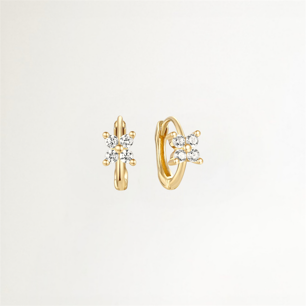 ARITOS FLOR DE CIRCONES BAÑADAS EN ORO