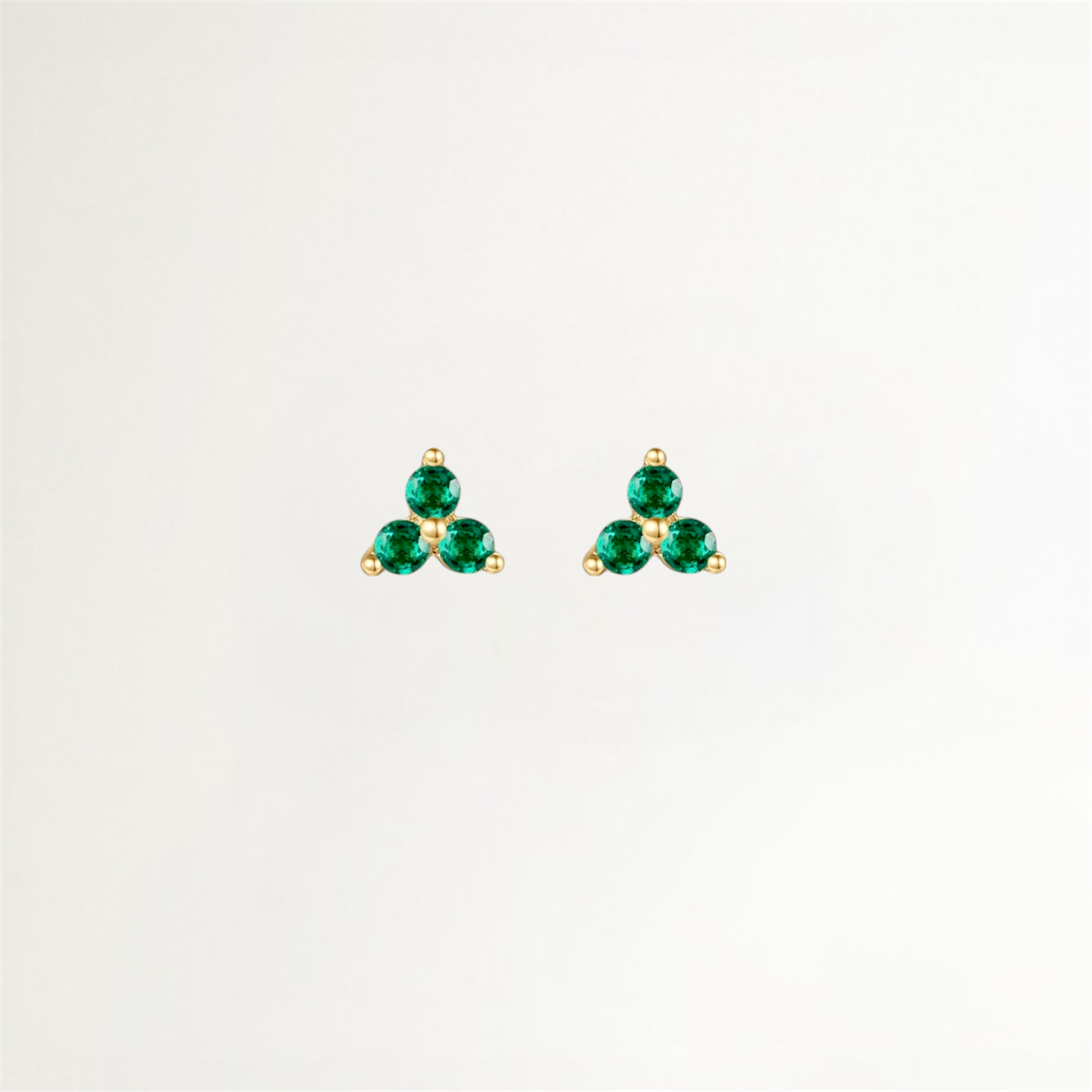 PENDIENTES TRIO ESMERALDA BAÑADOS EN ORO