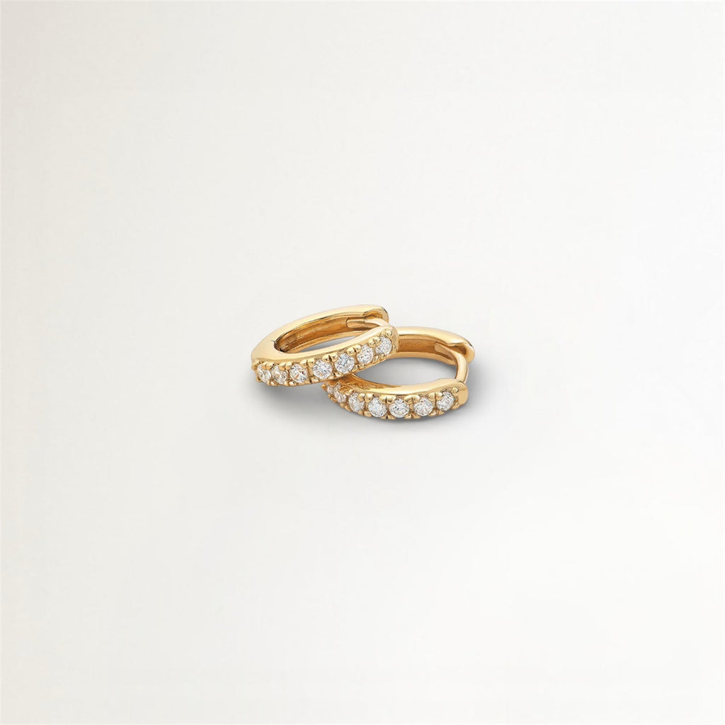 ARITOS BRILLANTE BAÑADAS EN ORO 8MM